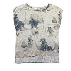 Bellambia Italy Made Floral Viscose Blend Lightweight Sequin Accent Blouse Small